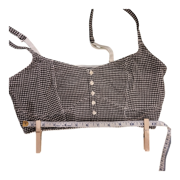 Free People Bralette Black and White Size Medium NWT Button Accent - Picture 2 of 9